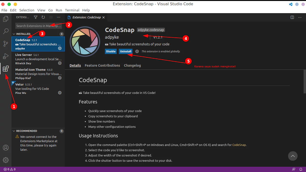 Cara Membuat Screenshot Kode Keren di VSCode | Awal Ariansyah