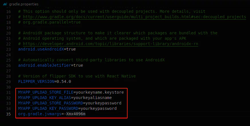 Mengubah properties gradle