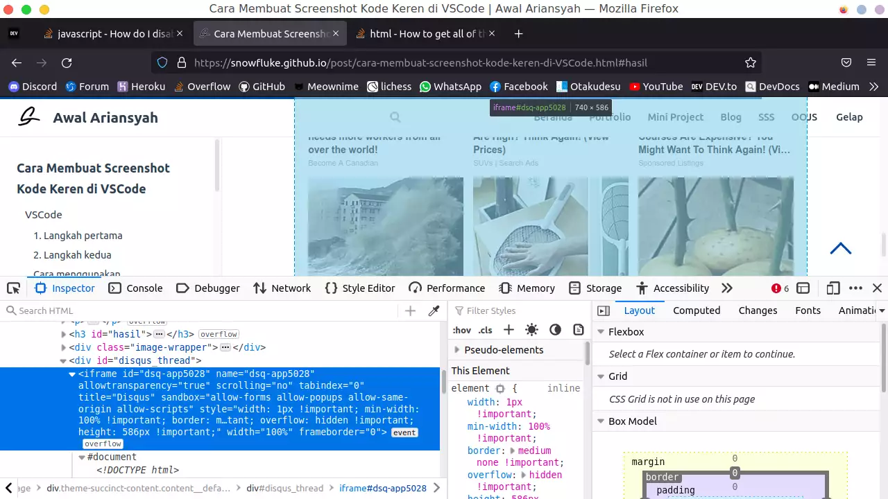 Inspect Element Disqus Ads