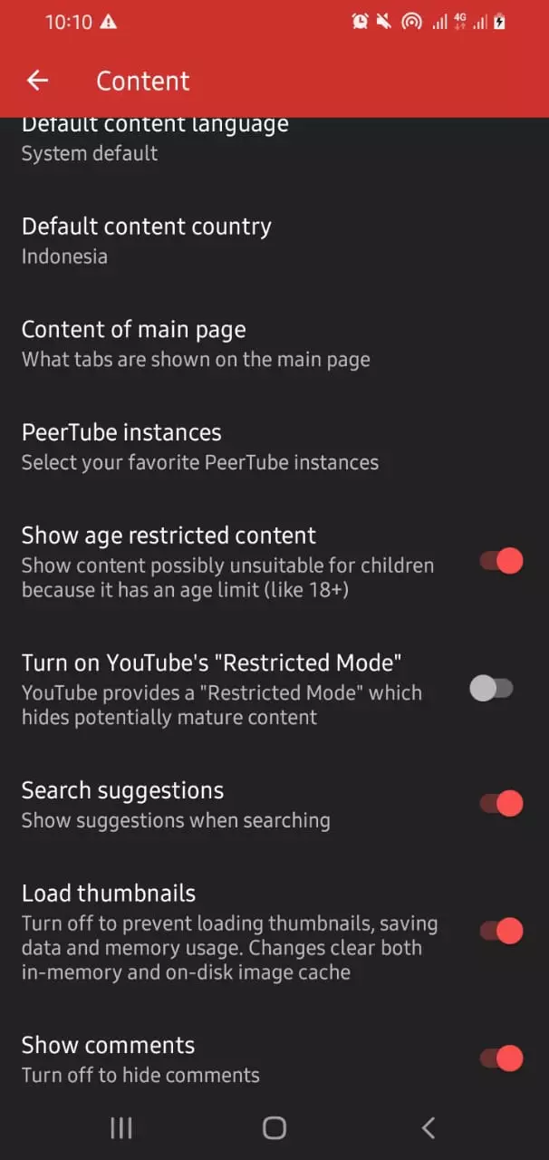 Settings Screen NewPipe oleh Awal Ariansyah